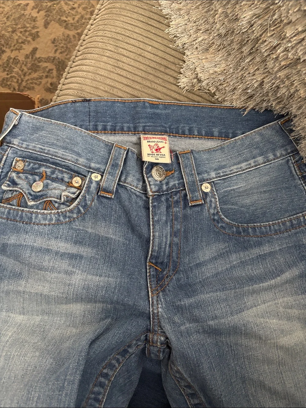 True Religion Women's Light Blue Straight Leg Jeans